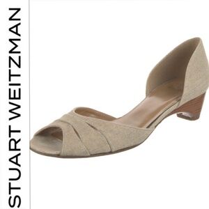 Stuart Weitzman canvas Peep Toe Heels